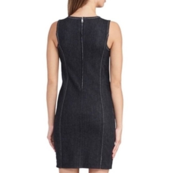 Ralph Lauren Black Stretch Denim Mini Dress With Pockets, Size 12 - Picture 2 of 10